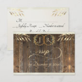 Monogramm & Band - Creme RSVP Karte (Vorne/Hinten)