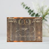 Monogramm & Band - Kupfer RSVP Karte (Stehend Vorderseite)