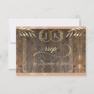 Monogramm & Band - Pfirsich RSVP Karte