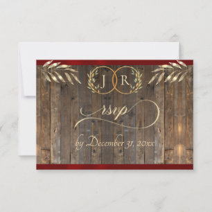 Monogramm & Band - Rot RSVP Karte