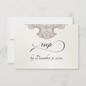 Monogramm, Band & Spitze - Creme RSVP Karte (Vorderseite)
