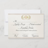 Monogramm, Band & Spitze - Creme RSVP Karte (Rückseite)