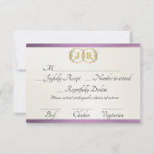 Monogramm, Band & Spitze - Lavendel RSVP Karte (Rückseite)