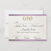 Monogramm, Band & Spitze - Lavendel RSVP Karte (Rückseite)