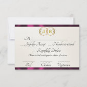 Monogramm, Band & Spitze - Pflaume RSVP Karte (Rückseite)