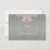 Monogramm, Band & Spitze - Salbei RSVP Karte (Vorderseite)