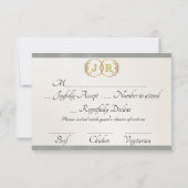 Monogramm, Band & Spitze - Salbei RSVP Karte (Rückseite)