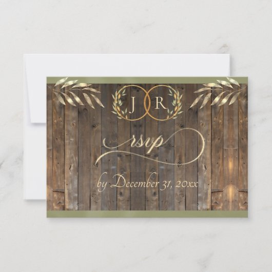 Monogramm & Band - Ssge RSVP Karte (Vorderseite)