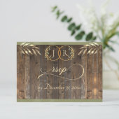 Monogramm & Band - Ssge RSVP Karte (Stehend Vorderseite)