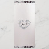 Monogramm, Band und Glitzer - Lila Hochzeit Menükarte (Rückseite)