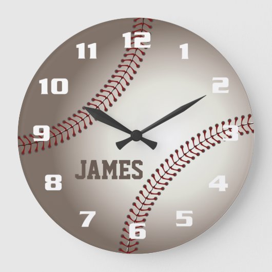 Monogramm Baseball Große Wanduhr (Vorderseite)