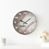 Monogramm Baseball Große Wanduhr (Zuhause)