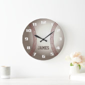 Monogramm-Baseball Große Wanduhr (Zuhause)