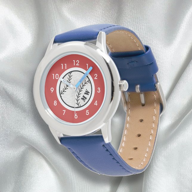Monogramm-Baseballüberwachung für Kinder Armbanduhr (Von Creator hochgeladen)