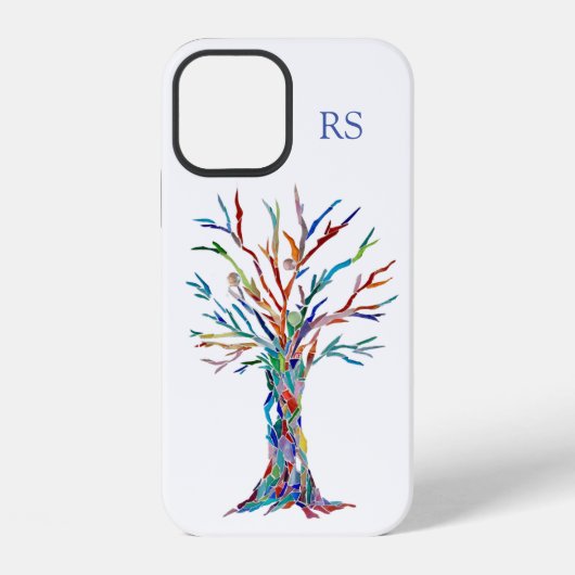 Monogramm Baum des Lebens iPhone Hülle (Rückseite)