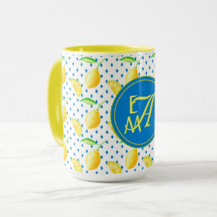 Monogramm Baum Zitrone Royal Blau Wohndekoration Tasse
