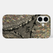 Monogramm bedruckte Leinen wirken blorgrau, pastel Case-Mate iPhone Hülle (Rückseite (Horizontal))