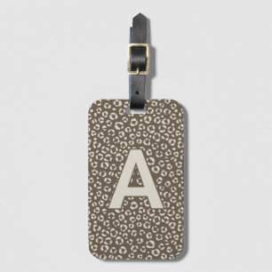 Monogramm Bedruckter beiger Leopard Gepäckanhänger