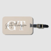 Monogramm Beige für schwarze und weiße Signaturen Gepäckanhänger (Vorderseite (Horizontal))