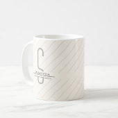 Monogramm Beige Graue Bezeichnung Kaffeetasse (Vorderseite Links)