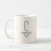 Monogramm Beige Graue Bezeichnung Kaffeetasse (Links)