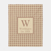 Monogramm Beige Rost Büffel Karo Rustikal Landhaus Fleecedecke (Vorderseite)