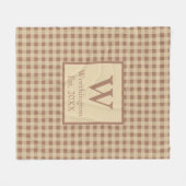 Monogramm Beige Rost Büffel Karo Rustikal Landhaus Fleecedecke (Vorderseite (Horizontal))