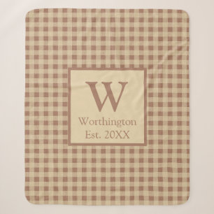 Monogramm Beige Rost Büffel Karo Rustikal Landhaus Sherpadecke