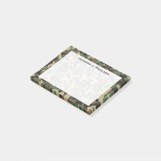 Monogramm Beige, Tan, Braun, Grün, Grau Camouflage Post-it Klebezettel (angewinkelt)