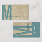 Monogramm-beige Türkis-Technik-Visitenkarte Visitenkarte (Vorne/Hinten)