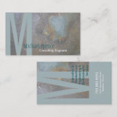 Monogramm-beige Türkis-Technik-Visitenkarte Visitenkarte (Vorne/Hinten)