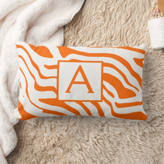 Monogramm beliebige Farbe und Off-White Zebra-Desi Lendenkissen (Decke)