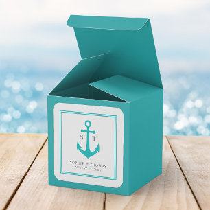 Monogramm benutzerdefinierte Grenze und Ankerfarbe Quadratischer Aufkleber