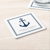 Monogramm benutzerdefinierte Grenze und Ankerfarbe Rechteckiger Pappuntersetzer (angewinkelt)