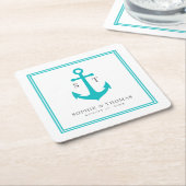 Monogramm benutzerdefinierte Grenze und Ankerfarbe Rechteckiger Pappuntersetzer (angewinkelt)