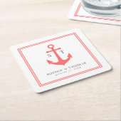 Monogramm benutzerdefinierte Grenze und Ankerfarbe Rechteckiger Pappuntersetzer (angewinkelt)