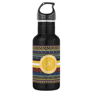 Monogramm benutzerdefinierte Stammes-Tapete Edelstahlflasche