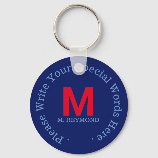 monogramm benutzerdefinierter, blauer Promotiontex Schlüsselanhänger (Vorderseite)