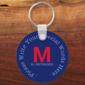 monogramm benutzerdefinierter, blauer Promotiontex Schlüsselanhänger (Vorderseite)