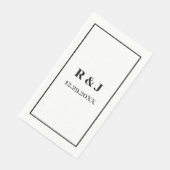 Monogramm benutzerdefinierter Paarname Schwarz Wei Serviette (Ecke)