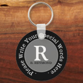 monogramm + benutzerdefinierter Text auf nice prog Schlüsselanhänger (Vorderseite)