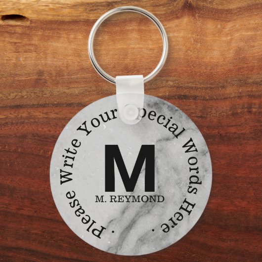 Monogramm + benutzerdefinierter Text zur Werbeakti Schlüsselanhänger (Rückseite)