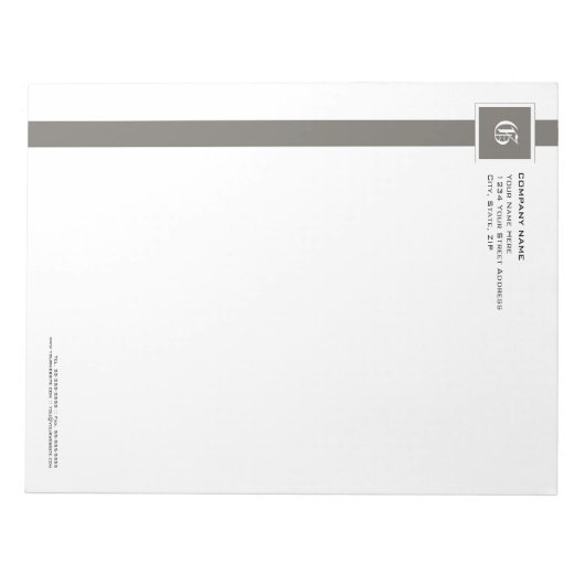 Monogramm beruflich, grau und weiß Streifen, 11 Zo Notizblock (Vorderseite)