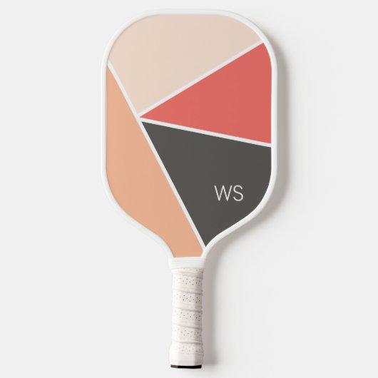Monogramm beruflich-Modern-Rosa-Initialen Pickleball Schläger (Rückseite)