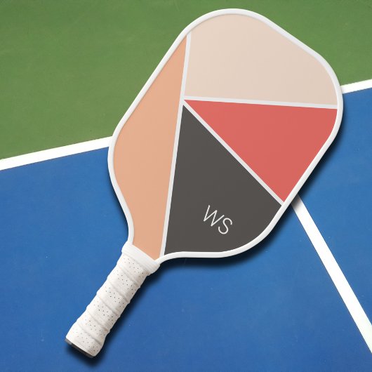 Monogramm beruflich-Modern-Rosa-Initialen Pickleball Schläger
