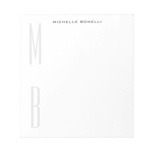 Monogramm Beruflich Schlicht Einfach Minimalistisc Notizblock (Vorderseite)