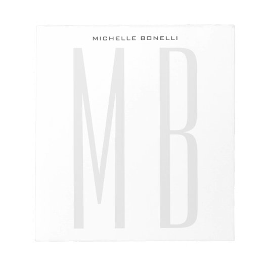 Monogramm Beruflich Schlicht Einfach Minimalistisc Notizblock (Vorderseite)