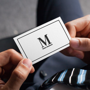 Monogramm Beruflich Schwarz/Weiß-modern Visitenkarte