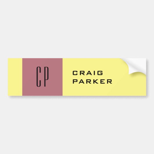 Monogramm Berufliche Schlichte Rose Gelbe Farbe Autoaufkleber (Vorne)