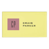 Monogramm Berufliche Schlichte Rose Gelbe Farbe Namenschild (Vorderseite)